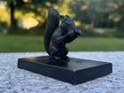 Vintage Cast Metal Squirrel   Acorn Nut Figurine Statue Paper Weight