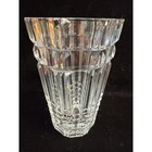 Vintage Heavy Cut Crystal Vase Art Deco Tiered Geometric Fluted Clear Glass