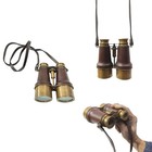 Antique Brass Marine Vintage Nautical Binocular With Brown Leather Belt