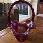 Fenton Basket  Ruby Amberina Stretch Glass  Limited Edition  Signed And Numbered
