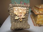 Pair Of Handmade Antique Sailor s Valentine Sea Shell Art Boxes   Pencil Holder