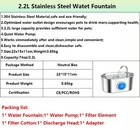 74oz 2 2l Cat Water Fountain Stainless Steel  Automatic Pet Water Dispenser