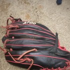 Wilson A700 Leather Baseball Glove Black red Left Handed Laced 5-finger