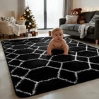 Fluffy Area Rug Large Geometric Soft Shaggy Mat Carpet For Living Room Floor