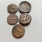 Lot Of 5 Ancient Roman   Greek Bronze Silver Tetradracms Coins