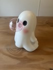 Eyes Open Blow Mold Ghost With Pink Bubble Cute Charming Whimsical Halloween