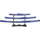 Szco 39 5  3 Piece Blue Dragon Samurai Katana Sword Stainless Steel Blade 