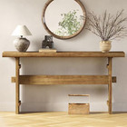 63 In  Long Rustic Brown Rectangle Solid Wood Console Table For Entryway  Hallwa