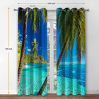 Ocean Palm Tree Blackout Curtains 84 Inch Tropical Beach Window Drapes Set