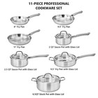 Tri-ply Clad Stainless Steel Cookware Set 11-pieces  Oven Safe To 500  f
