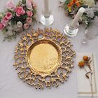 Gold 6 Round 13  Lace Pattern Decorative Plastic Charger Plates Party Events