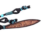 Black Rope Turquoise Knots Raw Hide Leather Horse Tack Show Romal Romel Reins