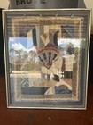 Framed Abstract Fabric Patchwork Wall Hanging  Medium Single Piece Textile Art