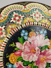 Daher Tin Container Round Mosaic Raised Floral Flower Made In Holland Ornate