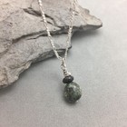 Stonehenge Preseli Bluestone Nugget Pendant   Dinosaur Bone Bead Sterling Silver