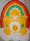 Vintage 80s Care Bears Rainbow Cloud Quilted Fabric Wall Hanging Funshine Bear