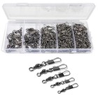 100pcs Fishing Swivels Set Barrel Snap Tackle 5 Sizes Lures Line Connecto