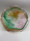 Pastel Swirl Art Glass 10  Dish Console Bowl  Hand Blown Murano Style