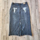 Zoey Beth Long Denim Skirt Back Slit Size 1x 36 Embroidered Pockets Vintage Y2k