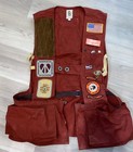 Vtg Bob Allen Red Shooting Vest Xl Hunting Cargo Pockets Patches Nra Ruger