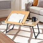 Book Stand For Reading In Bed Bamboo Laptop Adjustable Holder Tray With Page