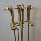 Vintage Brass Duck Head Fireplace Companion Set  Poker  Tongs  Shovel   Brush