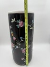 Vintage Ceramic Black Floral Gold Pinstripe Trim Umbrella Walking Cane Stand