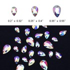100pcs Crystal Ab Foiled Pear Shape Flatback Rhinestone 3 Sizes Mix Nail Art    