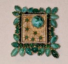Vtg Delizza   Elster Dimentional Peking Glass Pendant brooch  Stars   Moon