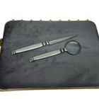 Vintage Crown Desk Set Magnifying Glass   Letter Opener Silver-tone Office Decor