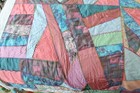 Vintage Crazy Quilt 86  X 69 Heavily Embroidered Pastel Colors Old Hand Tied