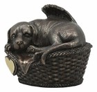 Labrador Pet Memorial Angel Dog Sleeping In Basket Cremation Urn 8 Inch Long