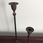 Vintage Pair Of  2  India Rusty Brass 21       13    Tall Candle Stick Holder Set
