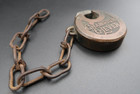 Antique Miller Brass Champion 6 Chain Lever Pancake Padlock Push Key - No Key