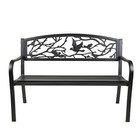50  L Bird  branches Metal Garden Bench Chair Decor Antique Black Yard Seat