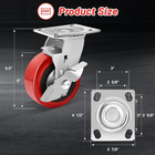 5 Inch Industrial Grade Casters Wheels  Heavy Duty Polyurethane Casters Set Of 4