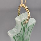 Vintage 14k Gold Green Jade Pendant Hand Carved Chinese Symbols