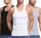 3-12 Pack Men 100  Cotton Tagless Ribbed Tank Top A-shirt Wife Beater Undershirt