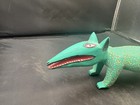 Vintage Mexican Folk Art Stylized Coyote Mythical Painted Wood Creature Oaxacan