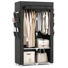  Portable Closet Wardrobe Closet For Hanging Clothes With 4 Storage Black