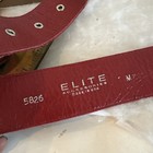 Vintage Elite Red Wide Leather Waist Belt Silver Buckle