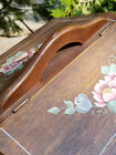 Antique Hand Painted Wooden Standing Sewing Box Chest Stand 