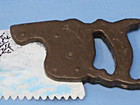 Vintage 6  Mini Saw Hand Painted Folk Art Home Decor Collectible Winter Farm
