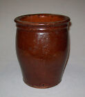 Old Antique Vtg 19th C 1800s Redware Pottery Jar Great Brown Glaze Very Nice