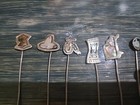 Vtg 12 Metal Plastic Art Deco Mother Of Pearl Handles Cocktail Forks