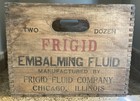 Vtg  Frigid Embalming Fluid Wooden Crate Chicago Il Dovetail Box 18  x12  x10  