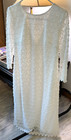 New Sheer laced 3 4 Sleeve White V Back Dress Sz 10  Never Worn