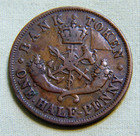 1857 Bank Of Upper Canada Dragonslayer Half Penny Token Coin Lot - 798