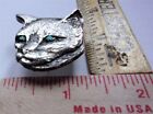 Old  blue-eyed Cat  Pin Vintage Collectible Feline Pet Pinback Jewelry
