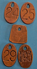 Lot Of 5 Vintage Brass Double Sided Cattle  cow Tags